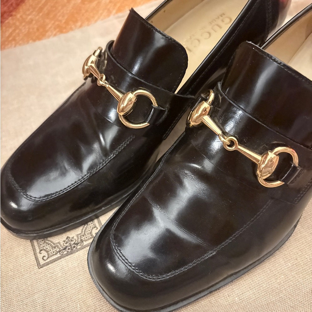 Gucci Horsebit Heeled Leather Loafers